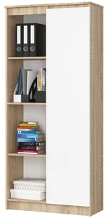 REGAŁ BIUROWY R 80 cm CLP 1 DRZWI 4 PÓŁKI SONOMA / BIAŁY - Regały biurowe - miniaturka - grafika 6