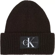 Czapki damskie - Calvin Klein Męska czapka z dzianiny Monologo Patch Beanie, Brązowy, Rozmiar uniwersalny - miniaturka - grafika 1