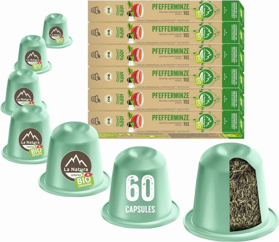 Herbata miętowa - 60 kapsułek herbaty La Natura Lifestyle Organic 120g|| Kompatybilna z Nespresso®*³