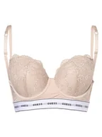Biustonosze - GUESS - Damski biustonosz balkonetka push-up, beżowy - miniaturka - grafika 1