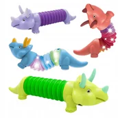 Zabawki sensoryczne - Gąsienica Sensoryczna Antystresowa Pop Tube LED Triceratops Dino Świecąca - miniaturka - grafika 1