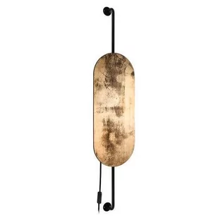 Nowodvorski NOVO Kinkiet LAMPA ścienna WHEEL 8427 drewniana OPRAWA geometryczna owalna czarna złota 8427 - Lampy ścienne - miniaturka - grafika 1