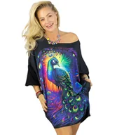 Sukienki - Sukienka czarna tunika z kolorowym nadrukiem i kieszeniami PERLA-L/XL - Empik - miniaturka - grafika 1