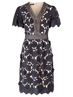 Sukienki - ApartFashion Sukienka damska z koronką, granatowo-morelowa, normalna, granatowy, 44 - miniaturka - grafika 1