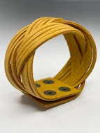 Bransoletki - Garbari Bransoletka skórzana z paskami w stylu boho pleciona Żółty 20cm - miniaturka - grafika 1