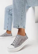 Trampki damskie - Szare Ażurowe Trampki Przed Kostkę Russi - miniaturka - grafika 1