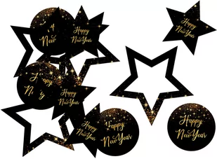Dekoracja dwustronna Sparkling Happy New Year - 12 szt. - Sylwester - miniaturka - grafika 1