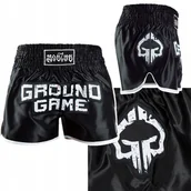 Kimona, stroje i obuwie - Spodenki Treningowe Muay Thai Ground Game Skullz Czarne R. Xl - miniaturka - grafika 1