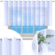 Firany - FIRANA GOTOWA WOAL BIAŁA 400x100 CM ZASŁONA PRZELOTKI FIRANY NA PRZELOTKACH - miniaturka - grafika 1