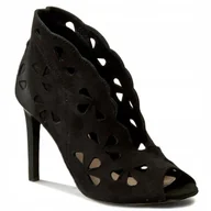 Botki damskie - BOTKI LETNIE A��UROWE SZPILKI CARINII B3990 CZARNE SK��RA NATURALNA R.37 - miniaturka - grafika 1