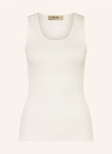 Mos Mosh Top Mmelaine Z Dodatkiem Jedwabiu weiss - Koszulki i topy damskie - miniaturka - grafika 1