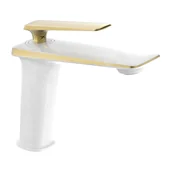 Baterie umywalkowe - Mexen Purus bateria umywalkowa, biała/złota - 745800-25 - miniaturka - grafika 1