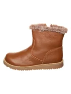 Botki damskie - kmins Skórzane botki zimowe w kolorze jasnobrązowym - miniaturka - grafika 1