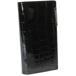 Portfel Damski Skórzany GREGORIO Lakierowany Długi Z Suwakiem Na Zewnątrz BC-124 CZARNY 19,5 x 10 x 3,5 [cm] - Portfele - miniaturka - grafika 1