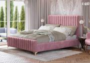 Łóżka - Łóżko Glamour 180x200 BELANIA (1023) / różowy welur, złote nogi - miniaturka - grafika 1