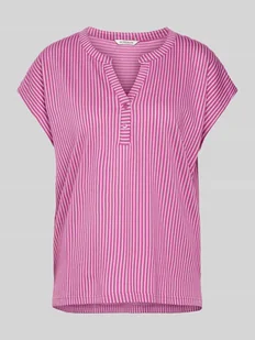 T-shirt z kołnierzem z lamówką - Koszulki i topy damskie - miniaturka - grafika 1