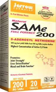 JARROW FORMULAS SAMe 200 S-Adenosyl-L-Methionine (S-Adenozylometionina) 20 Tabletek - Układ nerwowy - miniaturka - grafika 1