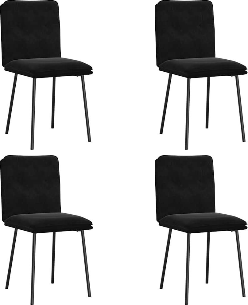 Krzesła stołowe, 4 szt., czarne, obite aksamitem