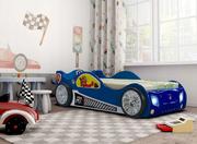 Łóżka dla dzieci i młodzieży - Łóżko samochodzik dla dziecka MONZA niebieskie z materacem - miniaturka - grafika 1