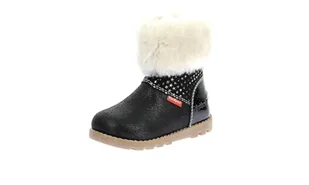 KICKERS NONOFUR Boy's Unisex Kids Botki, 10 UK dziecko, Błyszczące czarne gwiazdy, 10 UK Child - Botki damskie - miniaturka - grafika 1