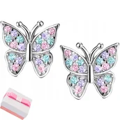 Biżuteria dla dzieci - Srebrne kolczyki kolorowe motylki dla dzieci dziewczynki wkrętki sztyfty - miniaturka - grafika 1