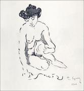 Plakaty - Seated Nude Woman, Paul Signac - plakat 40x40 cm - miniaturka - grafika 1