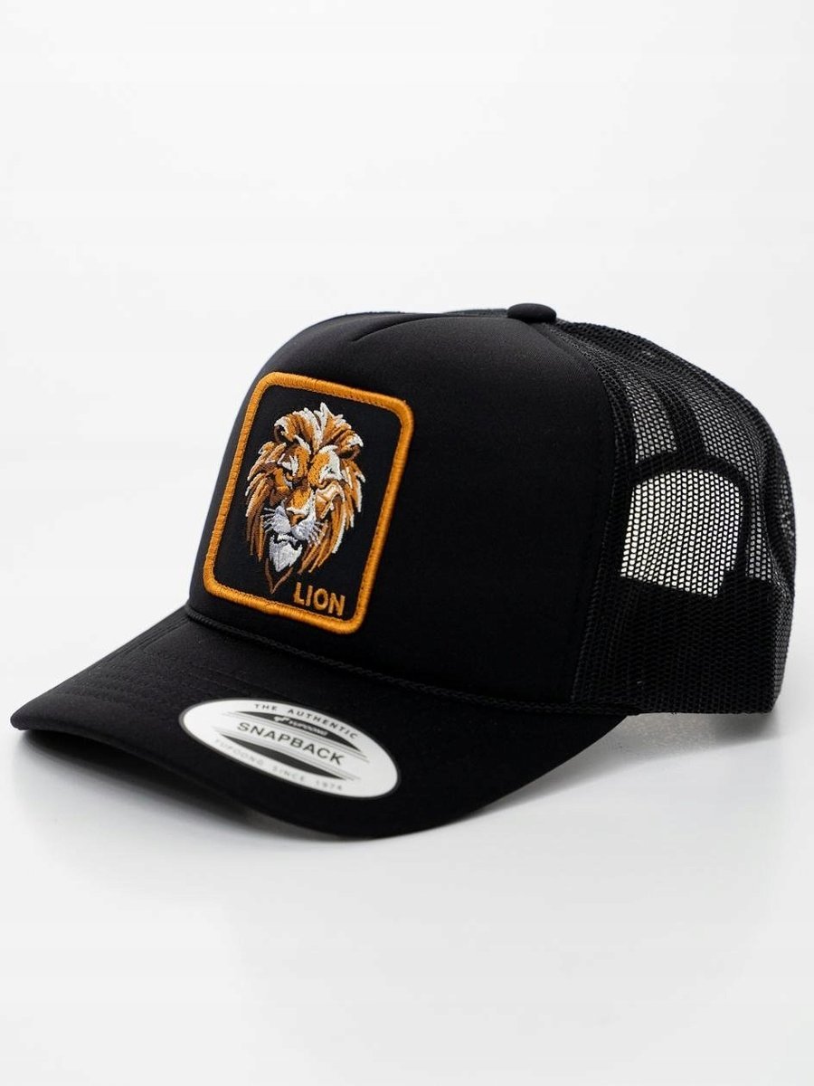 Czapka Z Daszkiem Trucker Czarna Z Lwem Mystars Lew Męska Damska Uni Modna