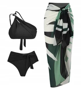 Stylowy Zestaw Kąpielowy Bikini Z Wysokim Stanem I Chustą Zielony S - Stroje kąpielowe Stylowy Zestaw Kąpielowy Bikini Z Wysokim Stanem I Chustą Zielony S - Stroje kąpielowe - miniaturka - grafika 1