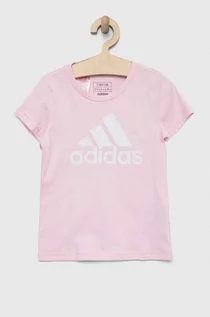 Koszulki dla dziewczynek - adidas t-shirt bawełniany dziecięcy G BL kolor różowy - grafika 1
