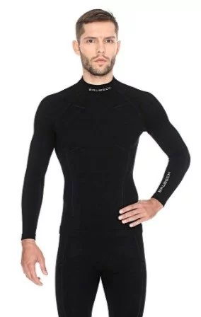 Brubeck, Koszulka termoaktywna męska z długim rękawem, Extreme Wool, czarny, rozmiar XL