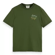 Koszulki męskie - Scotch & Soda Męski T-Shirt Double Groove Aw, Field Green 4876, XL - miniaturka - grafika 1