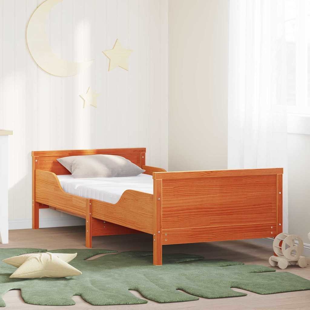vidaXL vidaXL Ramka łóżka z materacem Brązowy 80 x 200 cm Lite drewno sosnowe