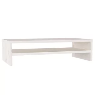 Lumarko Podstawka na monitor, biała, 50x24x13 cm, lite drewno sosnowe - Szafki RTV - miniaturka - grafika 3