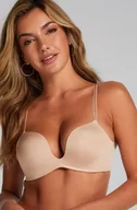Biustonosze - Hunkemöller Usztywniony biustonosz push-up z fiszbinami Deep-V Beżowy - miniaturka - grafika 1