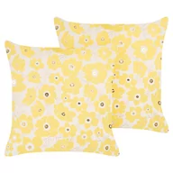 Poduszki dekoracyjne - 2 welurowe poduszki dekoracyjne w kwiaty 45 x 45 cm beżowo-żółte TRITELEIA - miniaturka - grafika 1