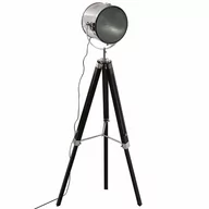 Lampy stojące - Atmosphera Lampa podłogowa w uniwersalnej czerni połączenie drewna i metalu BLACK METAL+WOOD FLR LAMP H152 | B07MY94KWX - miniaturka - grafika 1