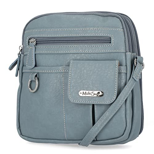 MultiSac Womens North South Mini Zip Around Crossbody Bag, Light Denim, One Size