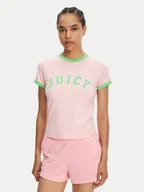 Koszulki i topy damskie - Juicy Couture T-Shirt Collegiate Ringer JCWCT125320 Różowy Slim Fit - miniaturka - grafika 1