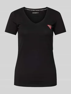 T-shirt z dekoltem w serek - Koszulki i topy damskie - miniaturka - grafika 1