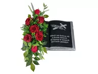 Sztuczne kwiaty - RÓŻE czerwone KSIĄŻKA (2050.7) KSIĘGA stroik na grób cmentarz - miniaturka - grafika 1