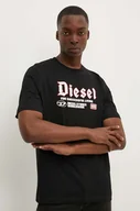 Koszulki męskie - Diesel t-shirt bawełniany T-ADJUST-K1 męski kolor czarny z aplikacją A14789.0GRAI - miniaturka - grafika 1