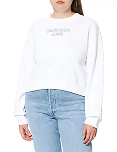 Calvin Klein Jeans Damski sweter Easy Institutional z okrągłym dekoltem, Jasnobiały, S - Swetry damskie - miniaturka - grafika 1