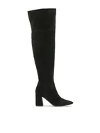 Kozaki damskie - Zamszowe muszkieterki na szerokim obcasie - miniaturka - grafika 1