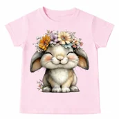 Koszulki dla dziewczynek - Koszulka z zajączkiem dla dziewczynki na Wielkanoc - zając12-34 - miniaturka - grafika 1