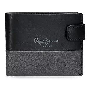 Pepe Jeans Dual Portfel Poziomy Z Zamknięciem Czarny 11x8,5x1 cms Skóra, czarny, Talla única, Portfolio poziome z zamknięciem kliknięcia - Portfele - miniaturka - grafika 1