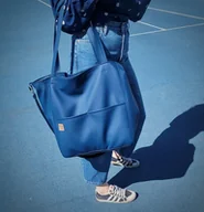 Torebki damskie - Lazy bag Pocket torba granatowa ekoskóra oversize - miniaturka - grafika 1