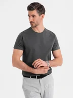 Koszulki męskie - Męski klasyczny bawełniany T-shirt BASIC - grafitowy V15 OM-TSBS-0236 M - miniaturka - grafika 1