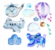 Naklejki na ścianę - Naklejki na ścianę samoloty dla dzieci - miniaturka - grafika 1