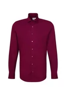 Koszule męskie - Seidensticker Męska koszula slim fit z długim rękawem, ciemnoczerwony, 44 - miniaturka - grafika 1