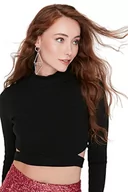 Body - Trendyol Damska sukienka damska, slim bodycon z okrągłym dekoltem, tkana bluzka Koszula (1 szt.), czarny, 42 - miniaturka - grafika 1